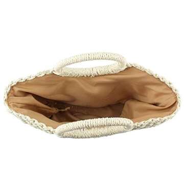 YYW Straw Bag For Women Hand-Woven Round Rattan Summer Beach Bag Large Straw Handbags (Brown)