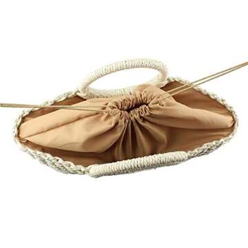YYW Straw Bag For Women Hand-Woven Round Rattan Summer Beach Bag Large Straw Handbags (Brown)