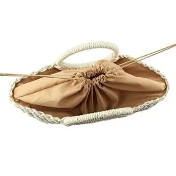 YYW Straw Bag For Women Hand-Woven Round Rattan Summer Beach Bag Large Straw Handbags (Brown)