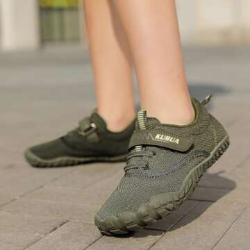 KUBUA Kids Barefoot Shoes Boys Girls Running Walking Sports Minimalist Zero Drop Sneakers Naturally Lightweight Splay Shoes C Khaki 13 Little Kid