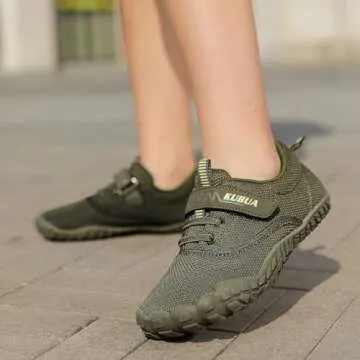 KUBUA Kids Barefoot Shoes Boys Girls Running Walking Sports Minimalist Zero Drop Sneakers Naturally Lightweight Splay Shoes C Khaki 13 Little Kid