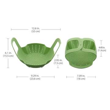 Instant Pot Official Silicone Steamer Basket, Versatile and BPA-Free, Compatible with 6 Qt. and 8 Qt. Cookers, Ideal for Steaming Vegetables, Fish, and More, Dishwasher Safe, Heat Resistant up (Green)