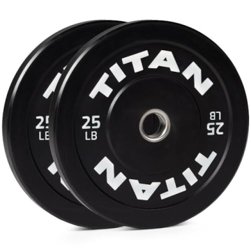 Titan Fitness 25 LB Economy Olympic Bumper Plates, Sold as a Pair, Rubber with Steel Insert, Weightl...