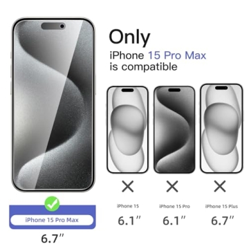 NEW'C 3x Privacy Screen Protector & Camera Lens Kit for iPhone 15 Pro Max