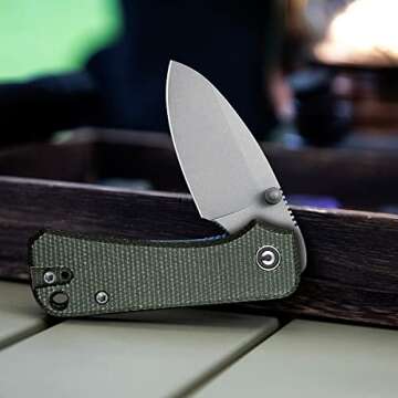 CIVIVI Baby Banter Pocket Knife - Ben Petersen's High-Performance EDC Knife with Green Micarta Handl...