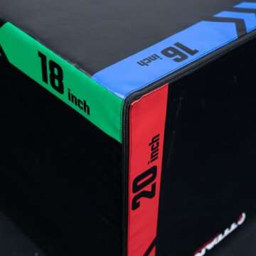 Titan Fitness Heavy Foam Plyometric Box, 16in 18in 20in, 3-in-1 Pro-Duty HIIT Exercise Foam Plyo Box, Step-Up, Box Squat, Home Garage Gym Training