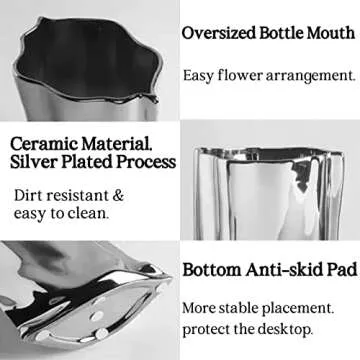BLOFLO Silver Ceramic Vase for Modern Home Decor