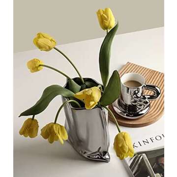 BLOFLO Silver Ceramic Vase for Modern Home Decor