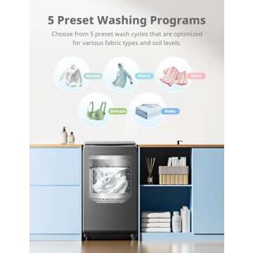 COMFEE’ 1.6 Cu.ft Portable Washing Machine, 11lbs Capacity Fully Automatic Compact Washer with Whe...