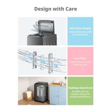 COMFEE’ 1.6 Cu.ft Portable Washing Machine, 11lbs Capacity Fully Automatic Compact Washer with Wheels, 6 Wash Programs Laundry Drain Pump, Ideal for Apartments, RV, Camping, Magnetic Gray