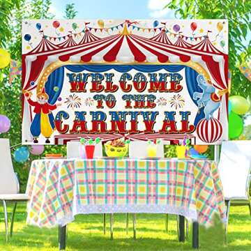 Remagr Large Circus Carnival Backdrop 71 x 43 Inch Welcome to The Carnival Banner Backdrop Photo Background for Carnival Circus Theme Party Decorations Birthday Party Supplies Photo Props