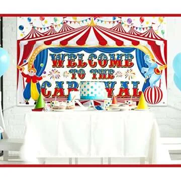 Remagr Large Circus Carnival Backdrop 71 x 43 Inch Welcome to The Carnival Banner Backdrop Photo Background for Carnival Circus Theme Party Decorations Birthday Party Supplies Photo Props