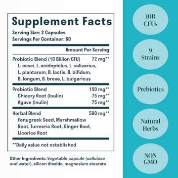 Nuven Naturals All-in-One Gut Health w/Probiotics, Prebiotics, Digestion-Supporting Herbs, and Adapt...