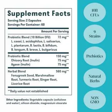 Nuven Naturals All-in-One Gut Health w/Probiotics, Prebiotics, Digestion-Supporting Herbs, and Adapt...