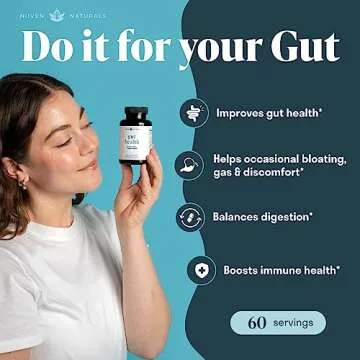 Nuven Naturals All-in-One Gut Health w/Probiotics, Prebiotics, Digestion-Supporting Herbs, and Adaptogens - Leaky Gut Repair Formula to Support Gut Lining, Aid in Digestion, and Promote Good Bacteria