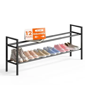Bumusty Expandable Shoe Rack for Closet - Adjustable, Sturdy, Multi-Purpose