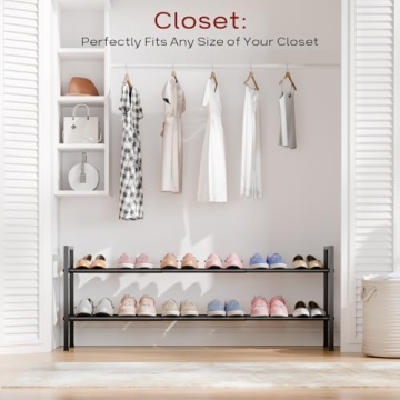 Expandable Shoe Rack for Closet - 18" to 44" Adjustable