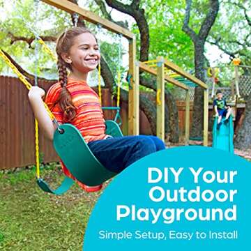 Jungle Gym Kingdom Playground Accessories - Pirate Ship Wheel for Kids Outdoor Playhouse, Treehouse, Backyard Playset Or Swingset - Wooden Attachments Parts (Green)