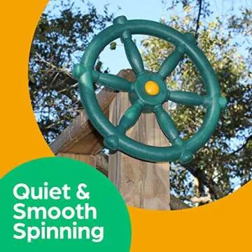 Jungle Gym Kingdom Playground Accessories - Pirate Ship Wheel for Kids Outdoor Playhouse, Treehouse, Backyard Playset Or Swingset - Wooden Attachments Parts (Green)