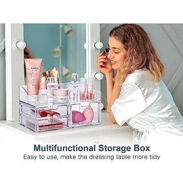 Makeup Organizer for Vanity,Clear Acrylic Bathroom Coutertop Organization and Storage with Drawers f...