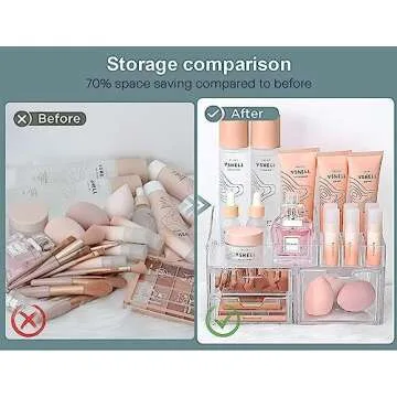 Makeup Organizer for Vanity,Clear Acrylic Bathroom Coutertop Organization and Storage with Drawers for Beauty Cosmetic Skincare for Organizers Perfume Lipstick