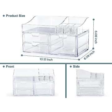 Makeup Organizer for Vanity,Clear Acrylic Bathroom Coutertop Organization and Storage with Drawers for Beauty Cosmetic Skincare for Organizers Perfume Lipstick