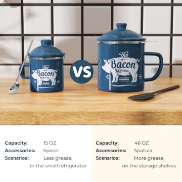 Mini Bacon Grease Container with Strainer - 15OZ Enamel