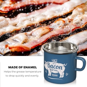 Mini Bacon Grease Container with Strainer - 15OZ Enamel