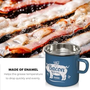 Mini Bacon Grease Container with Strainer - 15OZ Enamel
