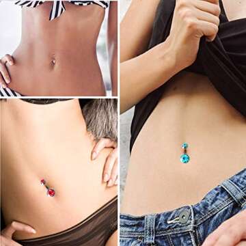 30 Colorful Belly Button Rings - OMAIGAR Surgical Steel Jewelry