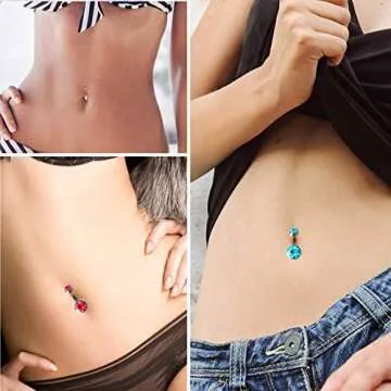 30 Colorful Belly Button Rings - OMAIGAR Surgical Steel Jewelry