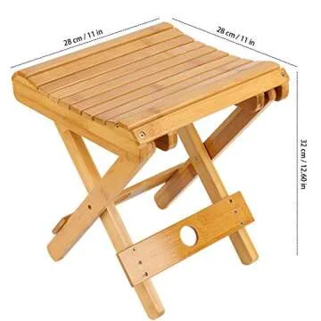 HOZEON 2 Pack Natural Bamboo Folding Stool - Eco-Friendly and Versatile