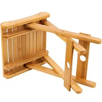 HOZEON 2 Pack Natural Bamboo Folding Stool - Eco-Friendly and Versatile