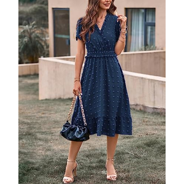 Elegant Swiss Dot Long Dress for Summer Events