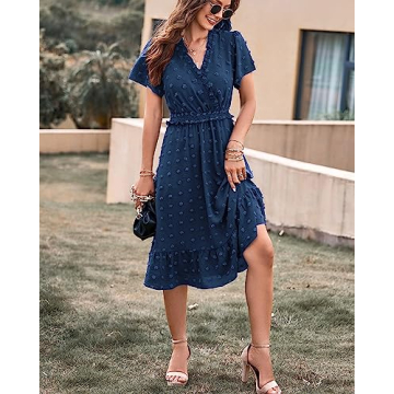 Elegant Swiss Dot Long Dress for Summer Events