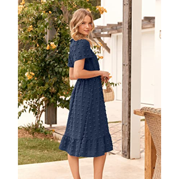 Elegant Swiss Dot Long Dress for Summer Events