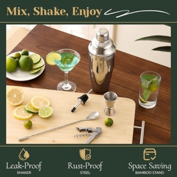 HomeCurated Cocktail Shaker Set - 24-Piece Bar Bartender Kit