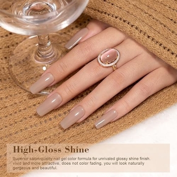 RARJSM Nude Gel Nail Polish Sheer Light Brown Pink Neutral Skin Tone Colors Jelly Transparent Nail Gel Polish 15ml Single Bottle Soak off UV LED Cured for Home Salon DIY French Manicure