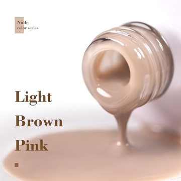 RARJSM Nude Gel Nail Polish Sheer Light Brown Pink Neutral Skin Tone Colors Jelly Transparent Nail Gel Polish 15ml Single Bottle Soak off UV LED Cured for Home Salon DIY French Manicure