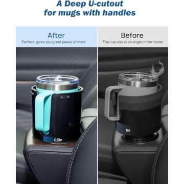 JOYTUTUS Large Stable Cup Holder Expander for YETI, Hydro Flask, Hold 18-40 oz Bottles and Mugs, Car...