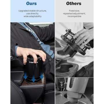 JOYTUTUS Large Stable Cup Holder Expander for YETI, Hydro Flask, Hold 18-40 oz Bottles and Mugs, Car Cup Holder Adapter Fit Most Cup Holder