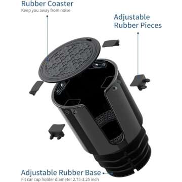 JOYTUTUS Large Stable Cup Holder Expander for YETI, Hydro Flask, Hold 18-40 oz Bottles and Mugs, Car Cup Holder Adapter Fit Most Cup Holder