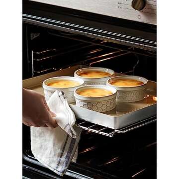 LE TAUCI Ramekins 4 oz, Ramiken for Creme Brulee, Lava Cake,Pudding, Souffle, Small Sauce Bowl,Ceram...