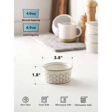 LE TAUCI Ramekins 4 oz - Ideal for Baking and Serving