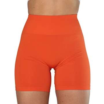 AUROLA Intensify Workout Shorts for Women Seamless Scrunch Short Gym Yoga Running Sport Active Exercise Fitness Shorts(S,Flame Orange)