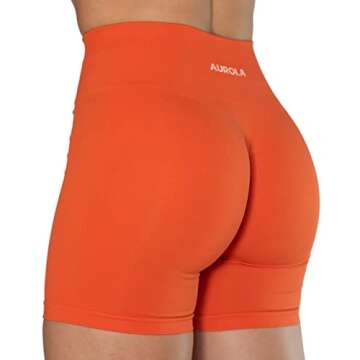 AUROLA Intensify Workout Shorts for Women Seamless Scrunch Short Gym Yoga Running Sport Active Exercise Fitness Shorts(S,Flame Orange)
