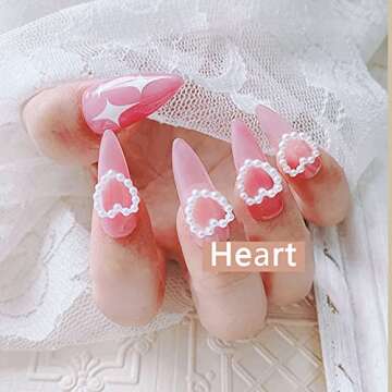 500 Pcs Creamy-White Heart Nail Charms for Art Lovers