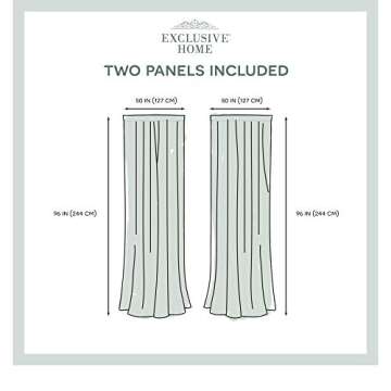 Exclusive Home Curtains Darma Light Filtering Semi-Sheer Linen Rod Pocket Curtain Panel Pair, 50x96, 2 Count
