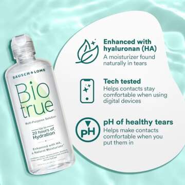 Biotrue Contact Lens Solution, Multi-Purpose Solution for Soft Contact Lenses, Lens Case Included, 2 FL OZ