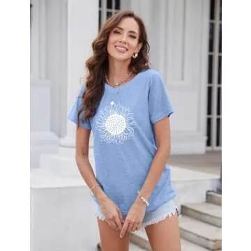 EADINVE Women's Cute Sunflower Graphic Tee for Summer